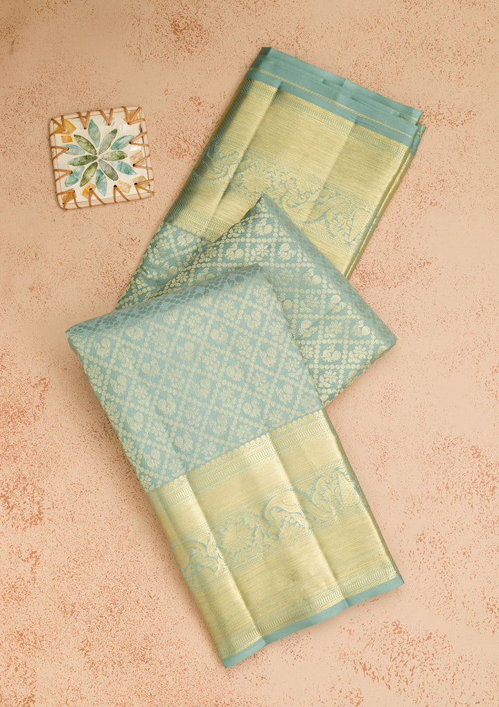Pista Green Zariwork Kanjivaram Pure Silk Saree