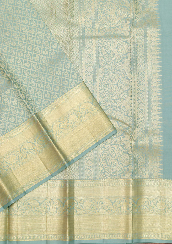 Pista Green Zariwork Kanjivaram Pure Silk Saree
