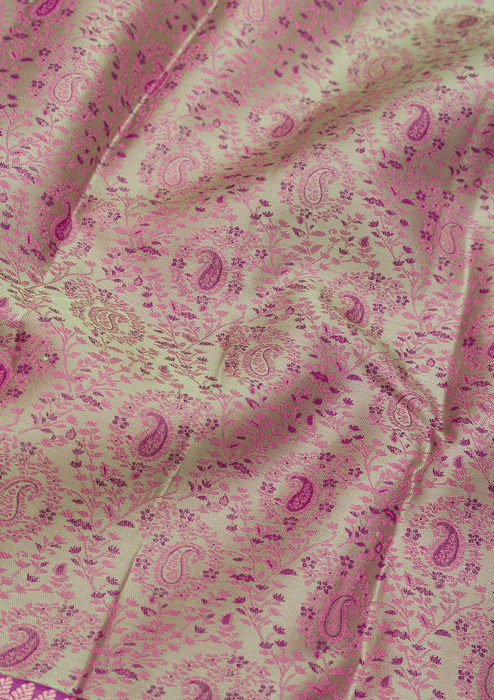 Pista Green Zariwork Pure Silk Saree