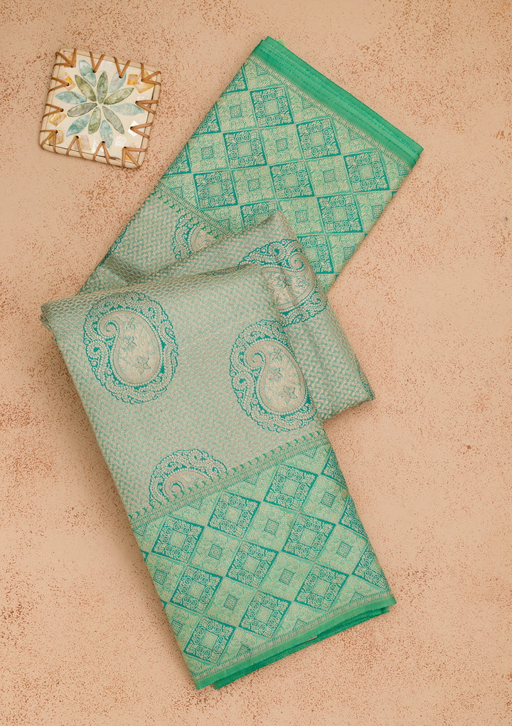 Pista Green Zariwork Pure Silk Saree
