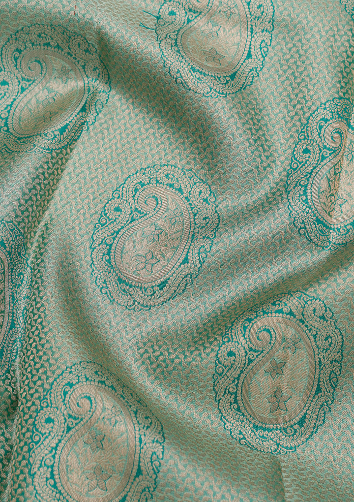 Pista Green Zariwork Pure Silk Saree