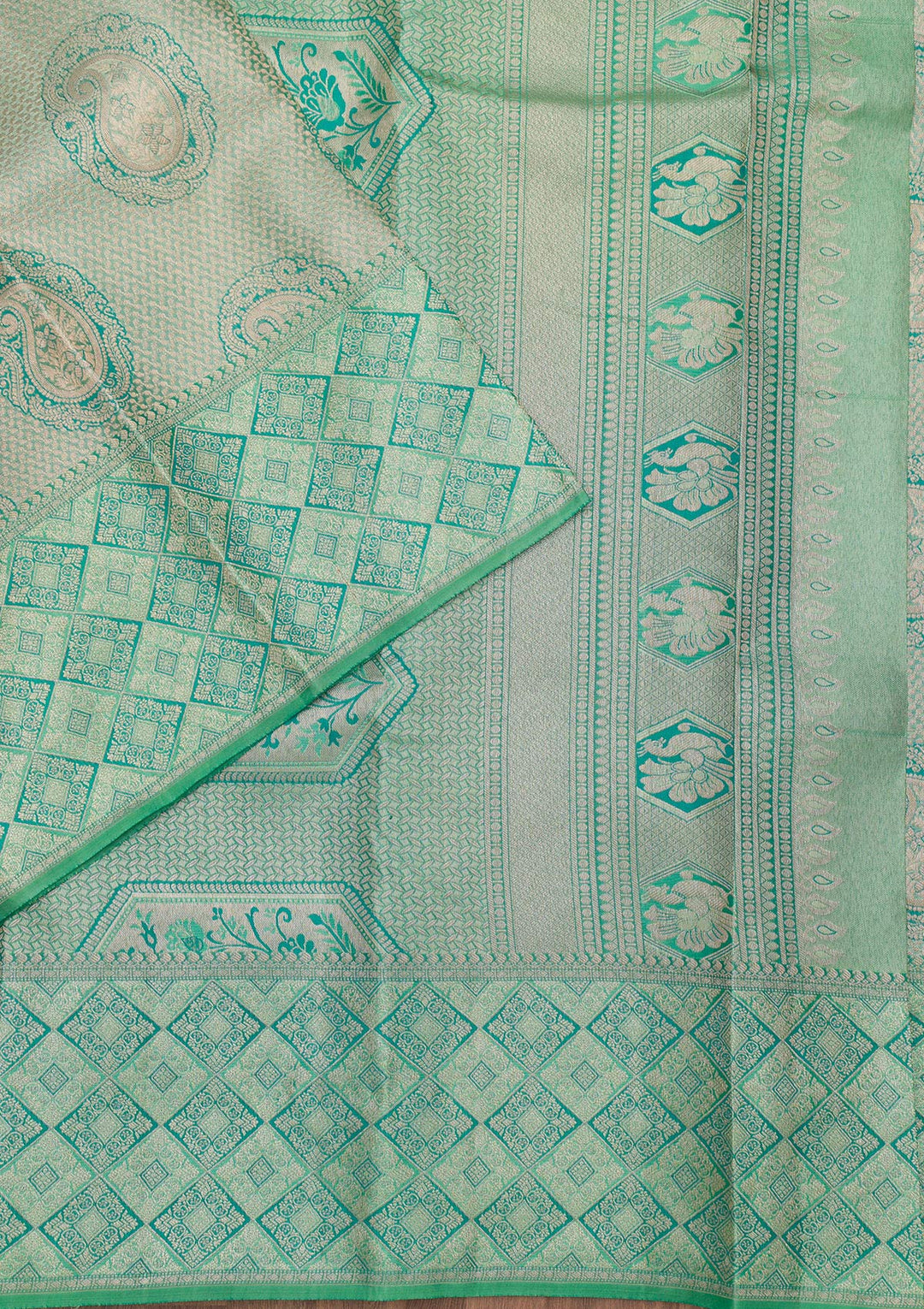 Pista Green Zariwork Pure Silk Saree
