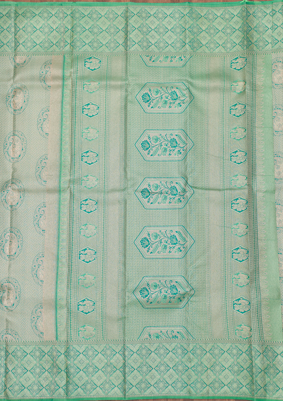 Pista Green Zariwork Pure Silk Saree