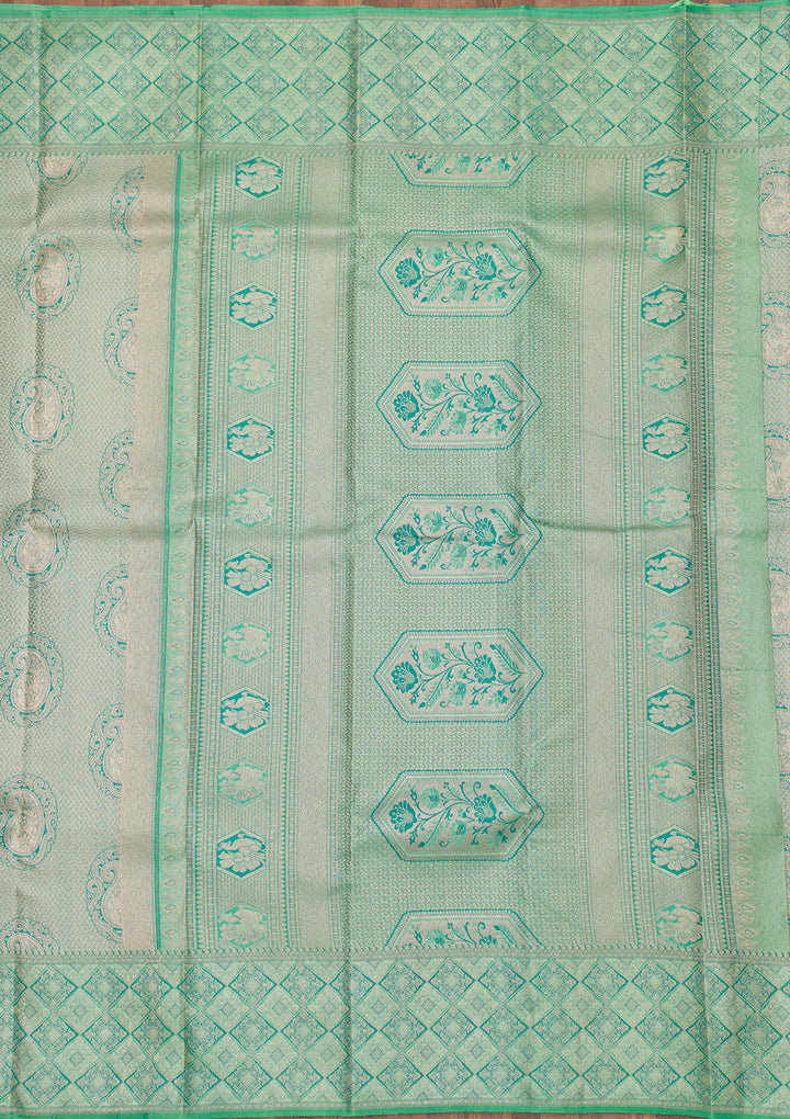 Pista Green Zariwork Pure Silk Saree