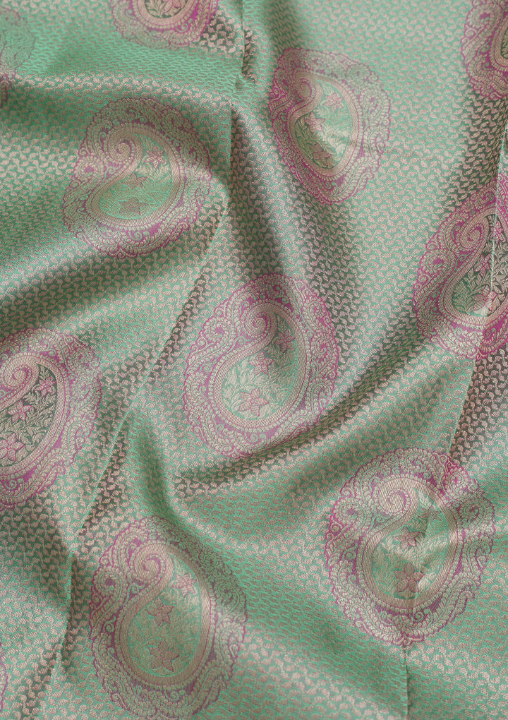 Pista Green Zariwork Pure Silk Saree