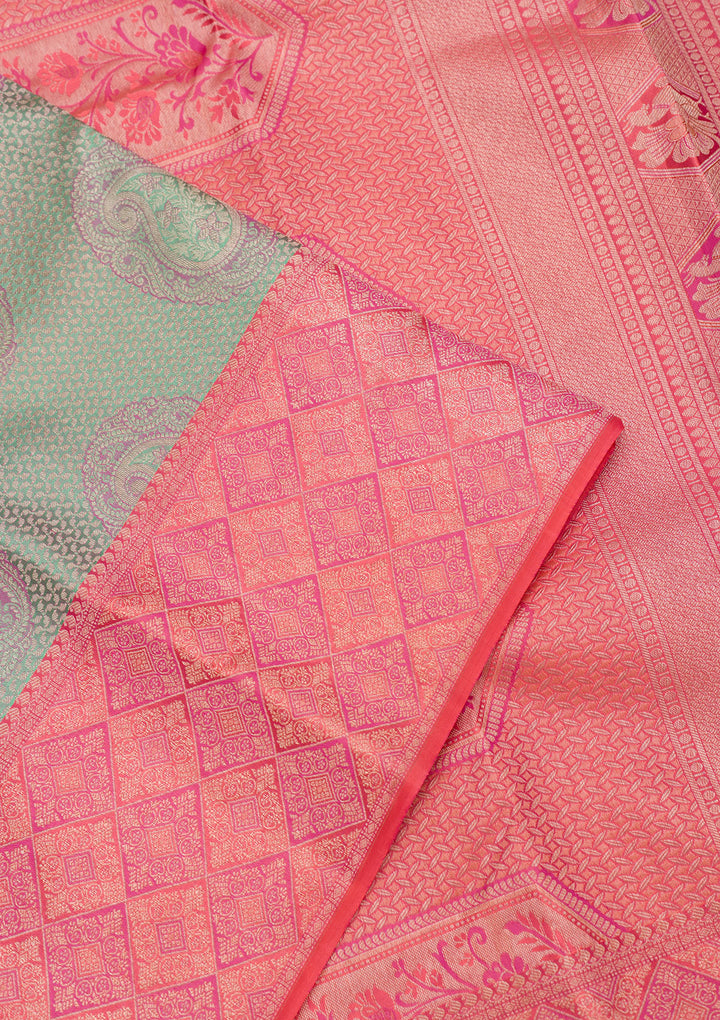 Pista Green Zariwork Pure Silk Saree