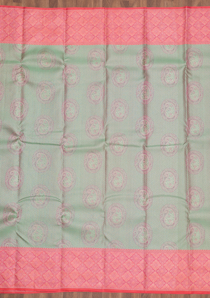 Pista Green Zariwork Pure Silk Saree
