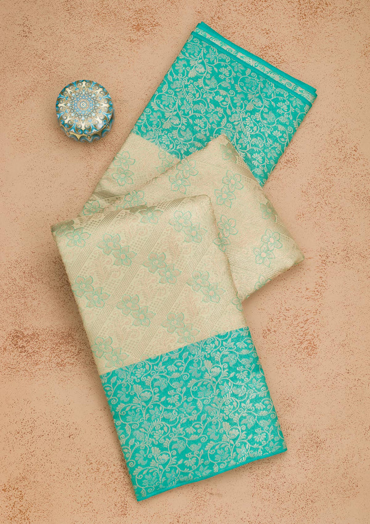 Pista Green Zariwork Pure Silk Saree