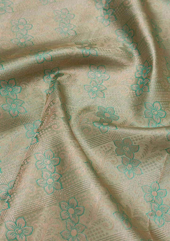 Pista Green Zariwork Pure Silk Saree