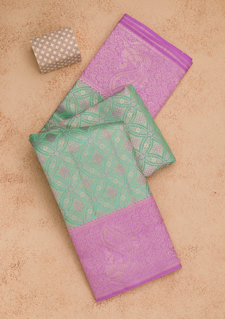 Pista Green Zariwork Pure Silk Saree