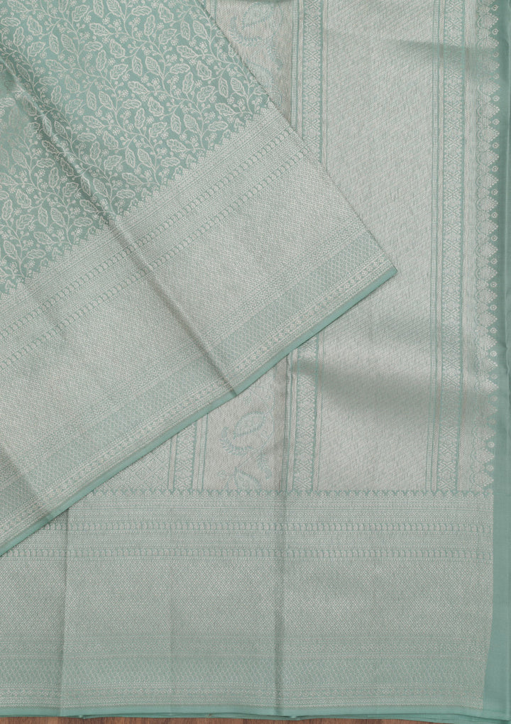 Pista Green Zariwork Pure Silk Saree