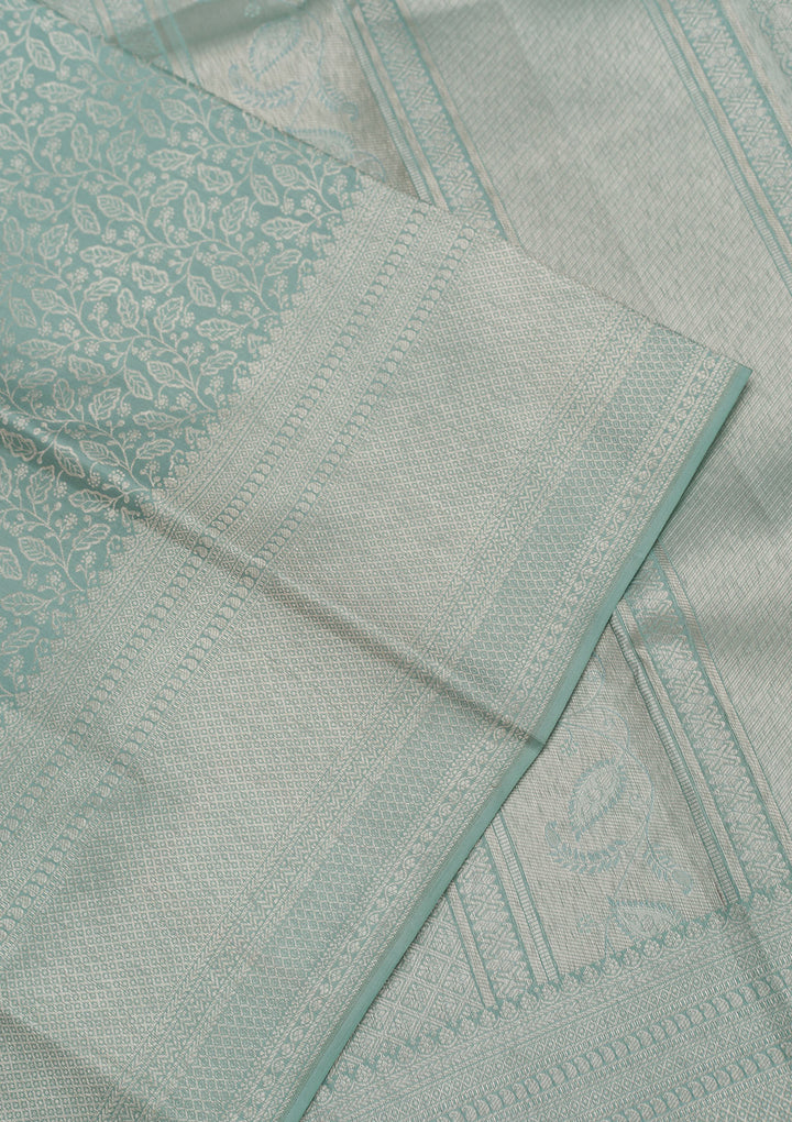 Pista Green Zariwork Pure Silk Saree