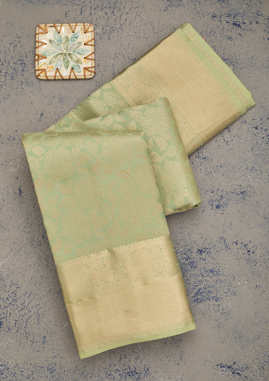 Pista Green Zariwork Pure Silk Saree