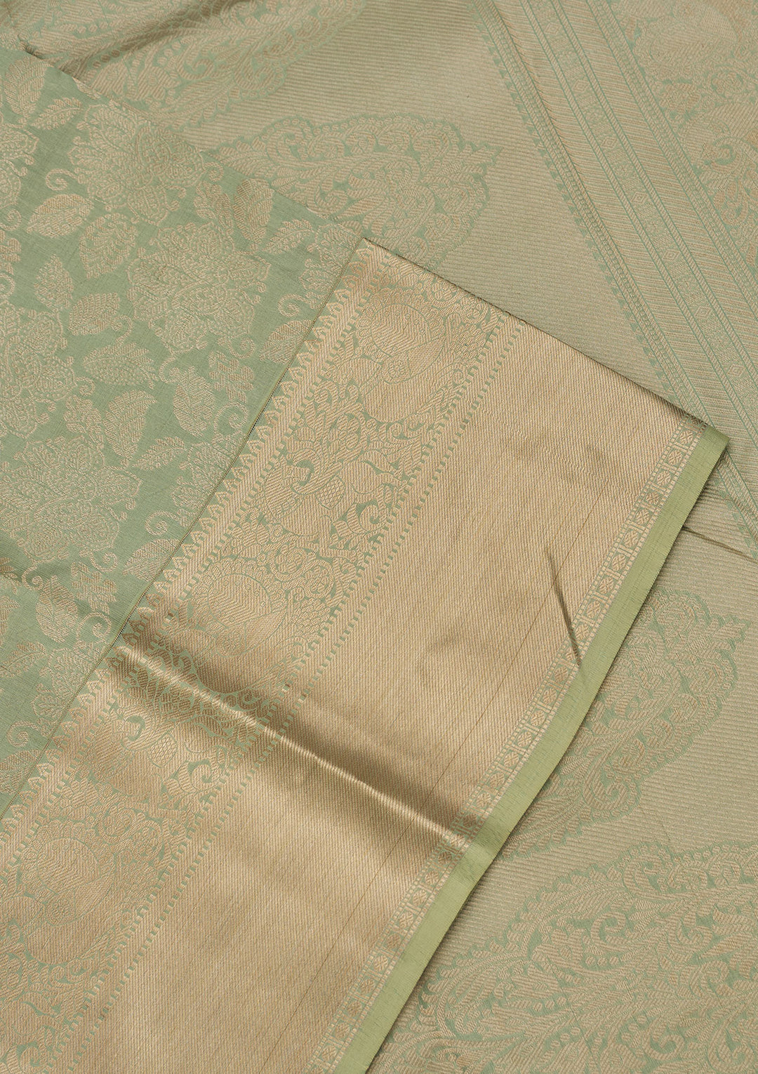 Pista Green Zariwork Pure Silk Saree