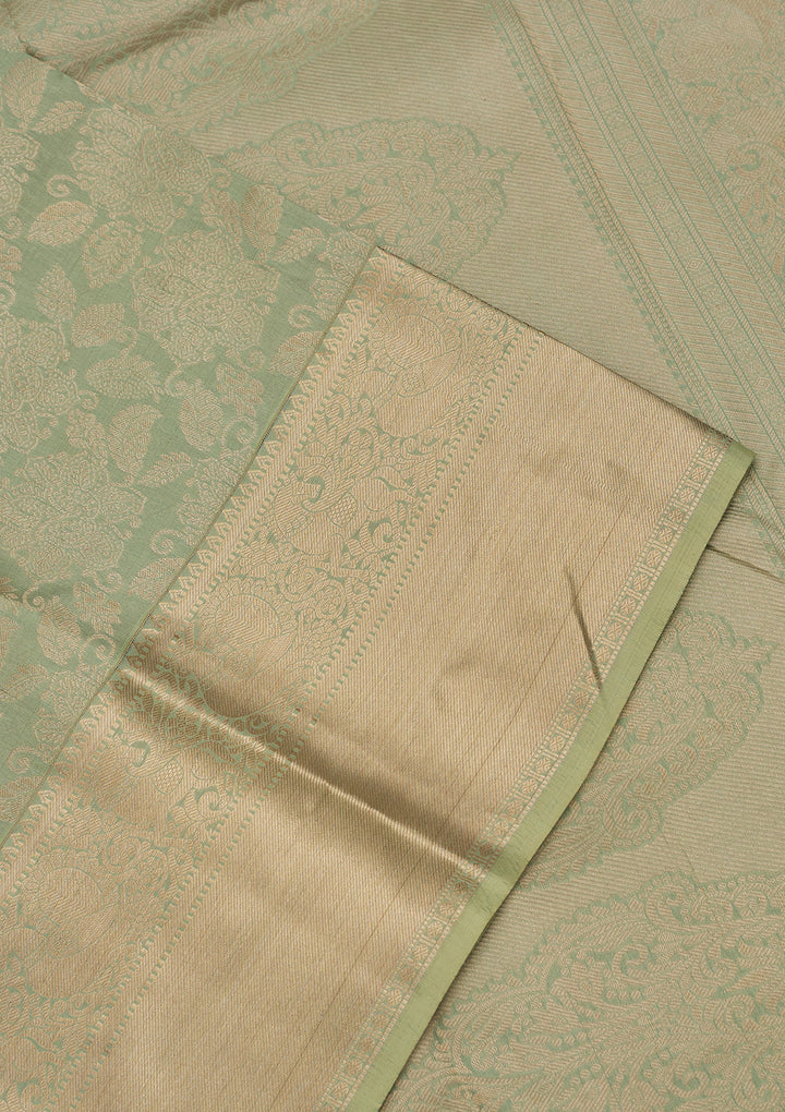 Pista Green Zariwork Pure Silk Saree