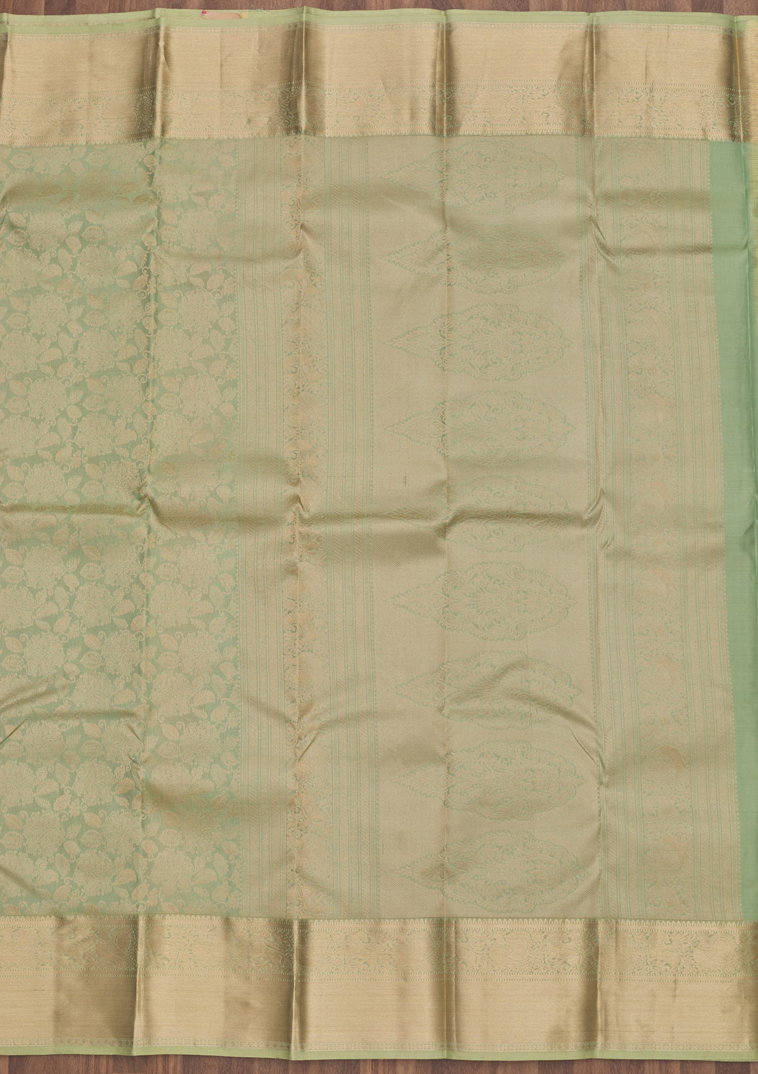 Pista Green Zariwork Pure Silk Saree