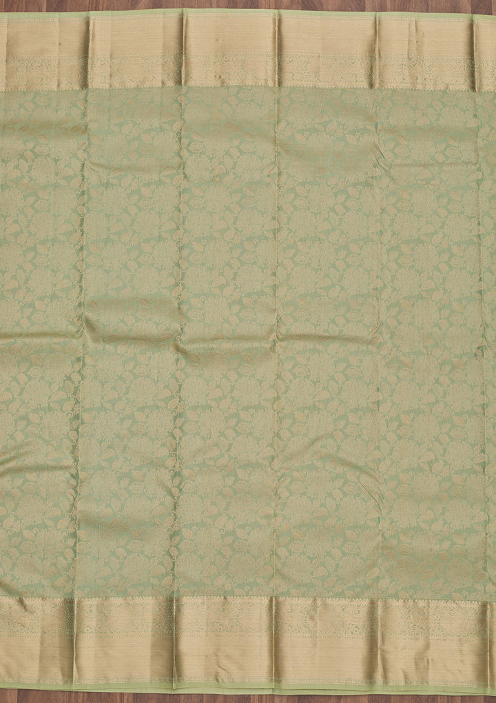 Pista Green Zariwork Pure Silk Saree