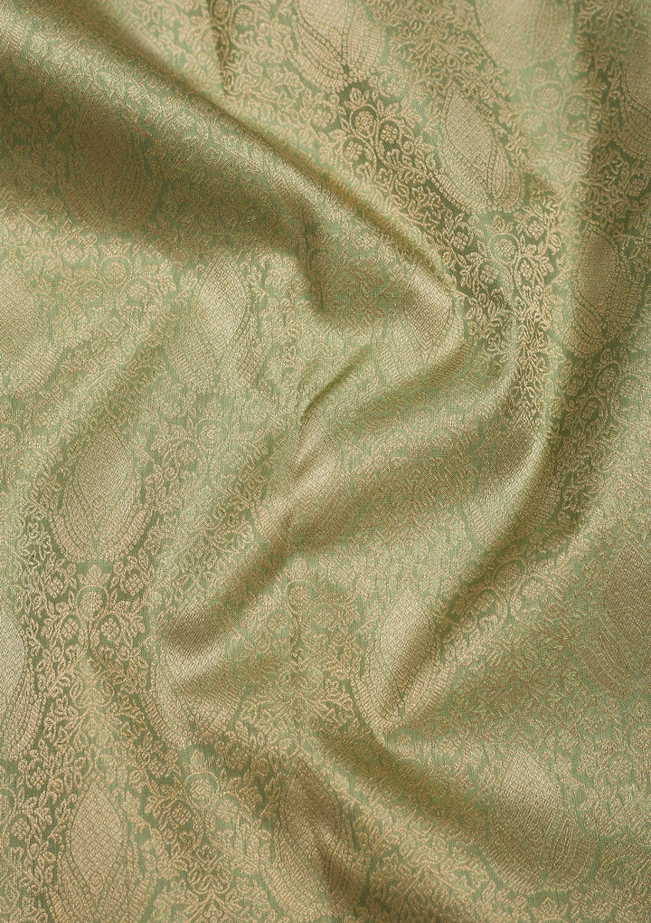 Pista Green Zariwork Pure Silk Saree