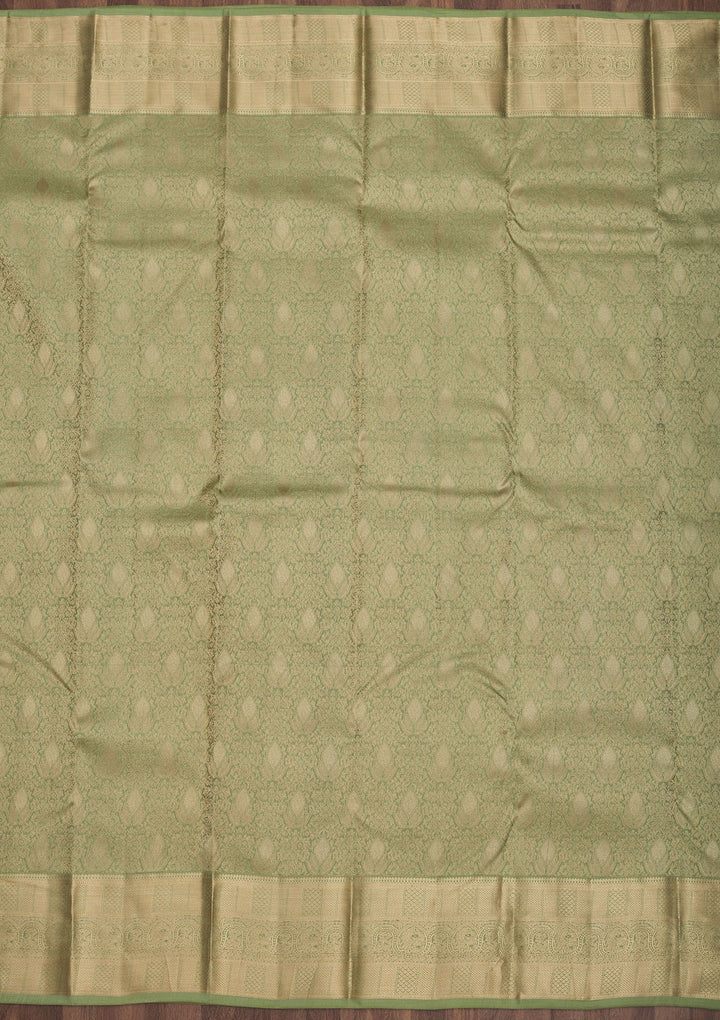 Pista Green Zariwork Pure Silk Saree