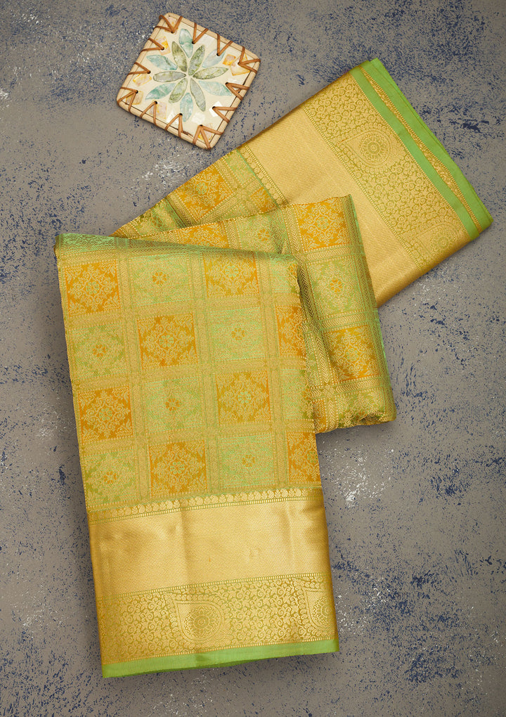 Pista Green Zariwork Pure Silk Saree