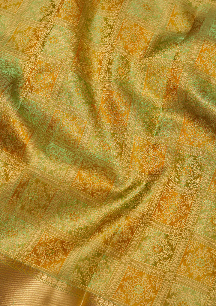 Pista Green Zariwork Pure Silk Saree