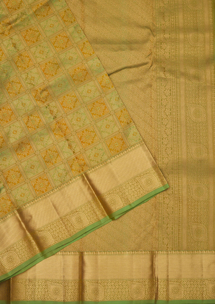 Pista Green Zariwork Pure Silk Saree