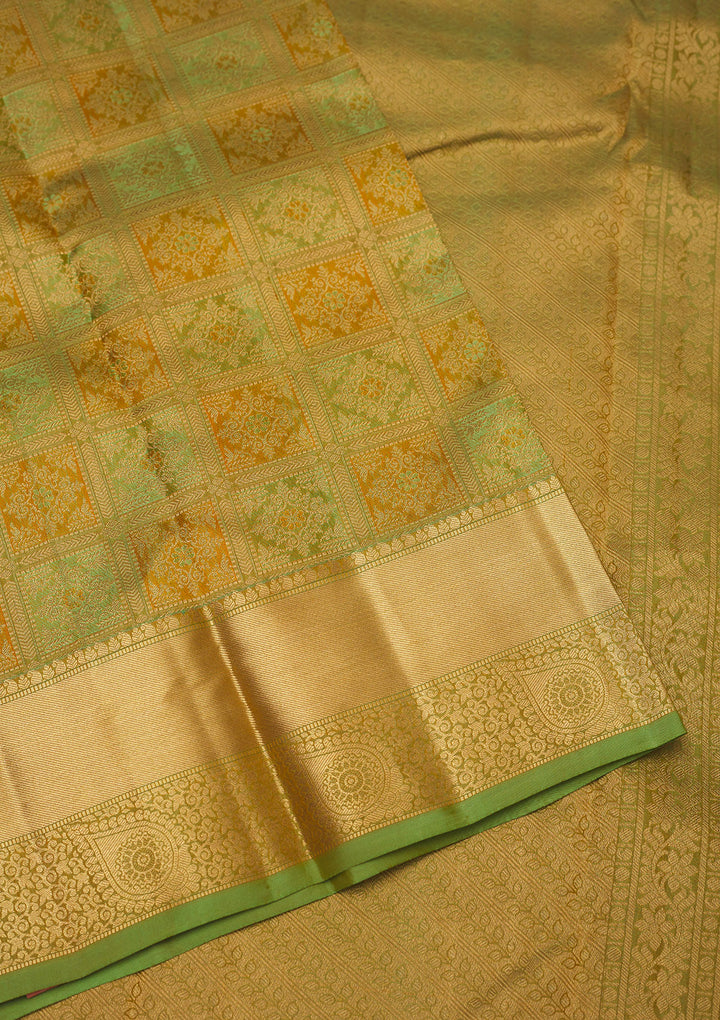 Pista Green Zariwork Pure Silk Saree