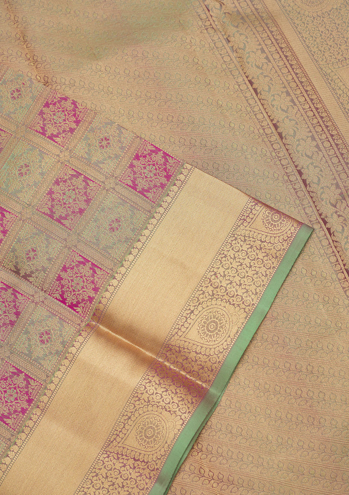 Pista Green Zariwork Pure Silk Saree