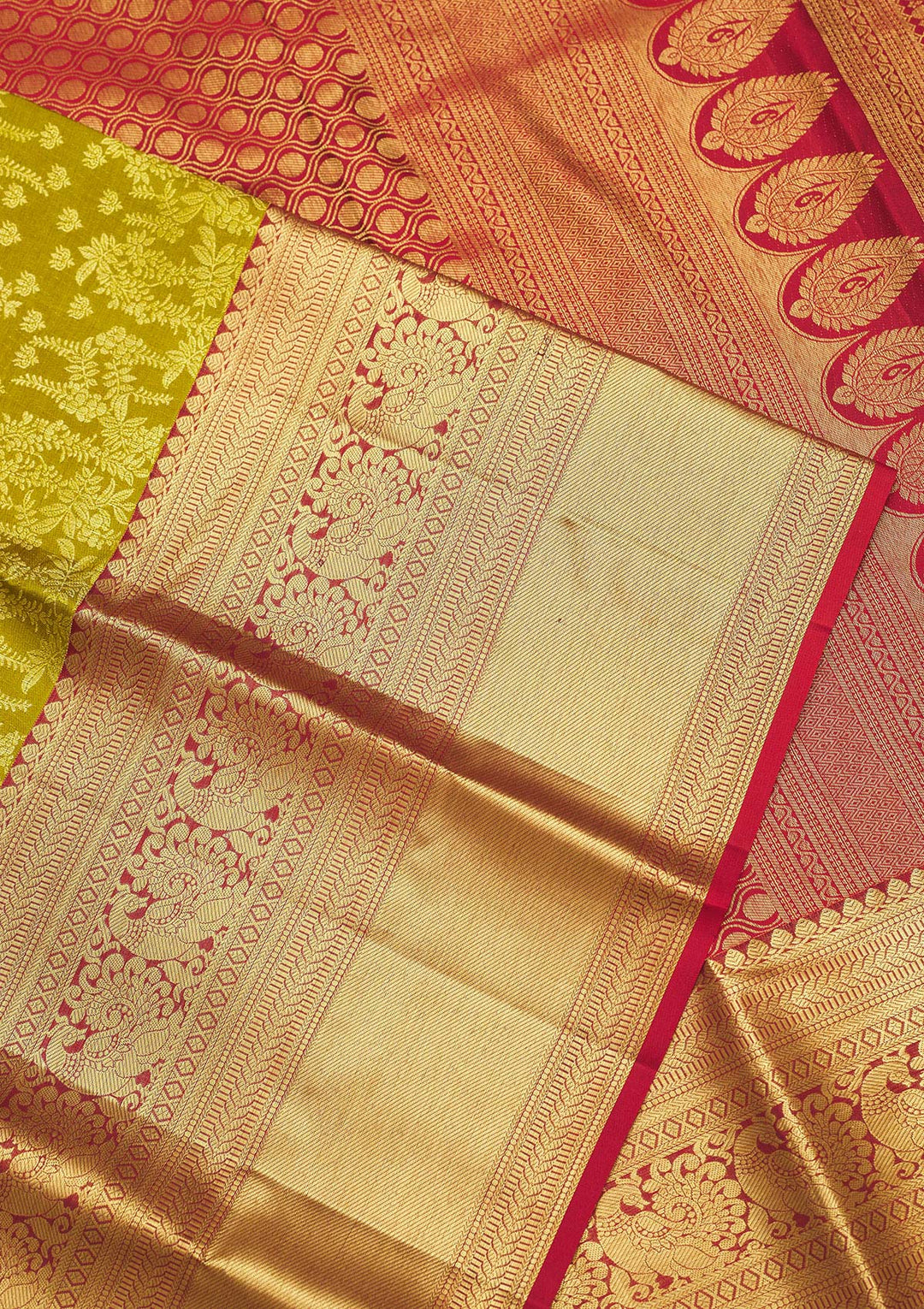 Parrot Green Zariwork Pure Silk Saree