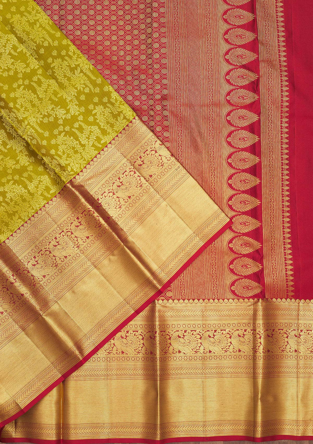 Parrot Green Zariwork Pure Silk Saree