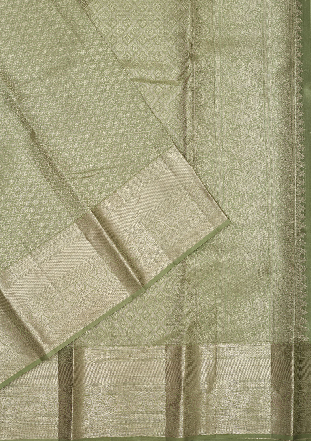 Pista Green Zariwork Pure Silk Saree