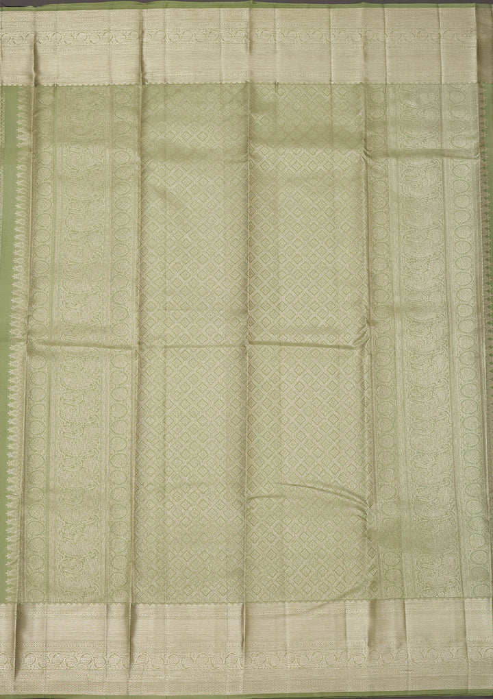 Pista Green Zariwork Pure Silk Saree
