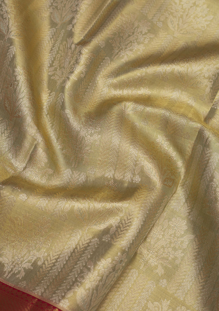 Pista Green Zariwork Pure Silk Saree