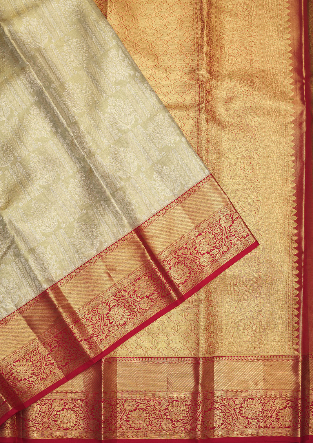 Pista Green Zariwork Pure Silk Saree