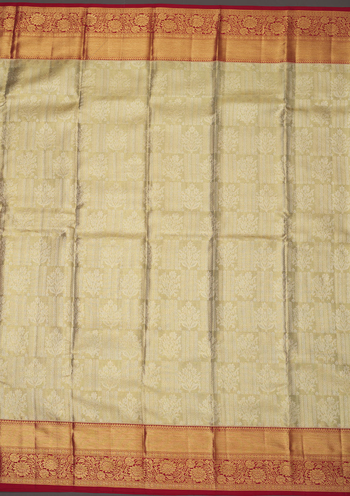 Pista Green Zariwork Pure Silk Saree