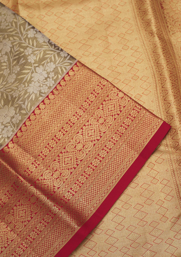 Pista Green Zariwork Pure Silk Saree