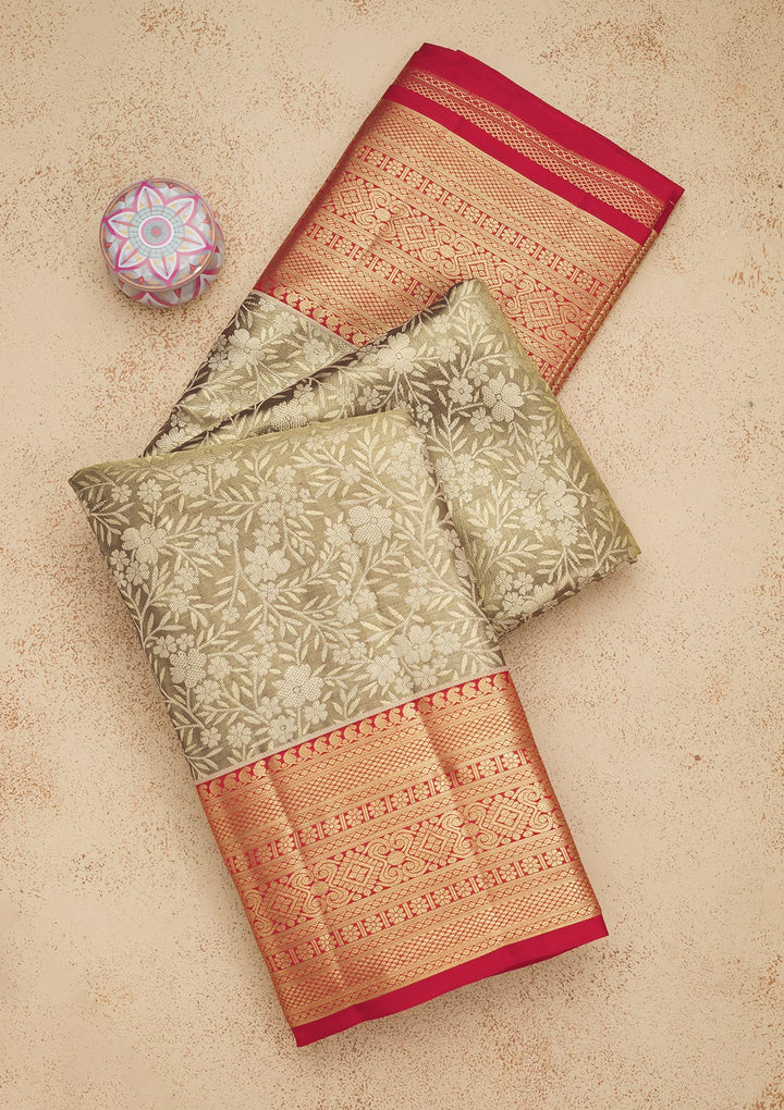 Pista Green Zariwork Pure Silk Saree