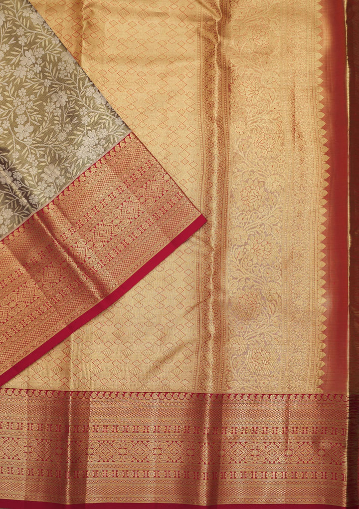 Pista Green Zariwork Pure Silk Saree