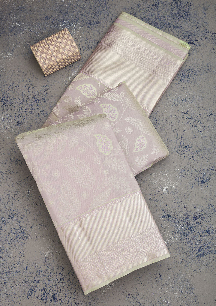 Pista Green Zariwork Pure Silk Saree