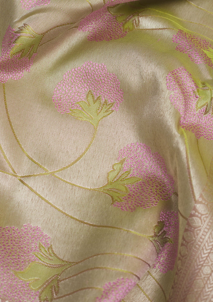Pista Green Zariwork Pure Silk Saree