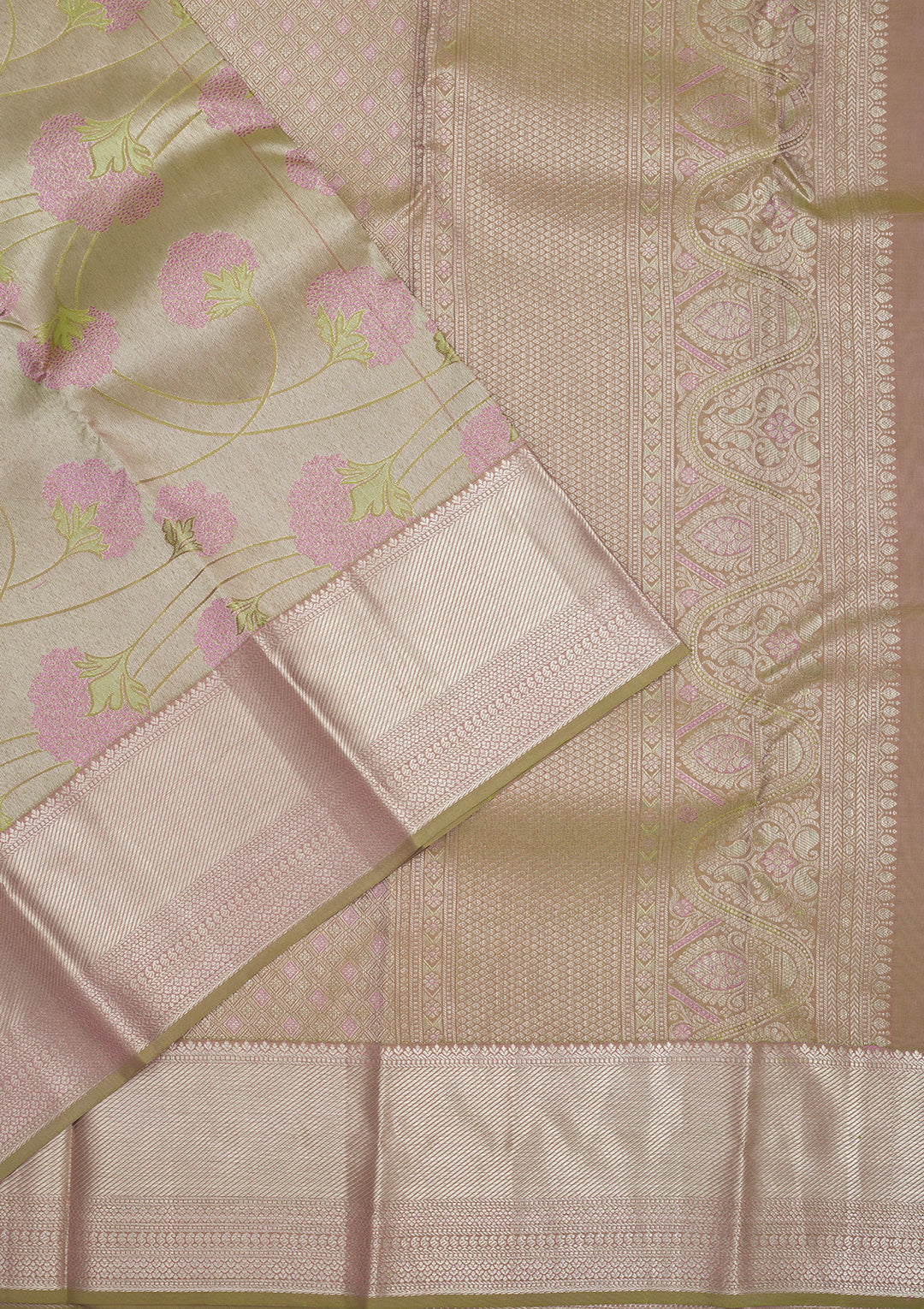Pista Green Zariwork Pure Silk Saree