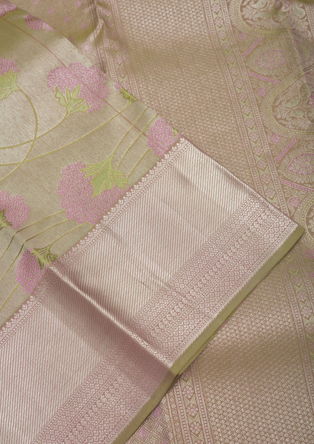 Pista Green Zariwork Pure Silk Saree