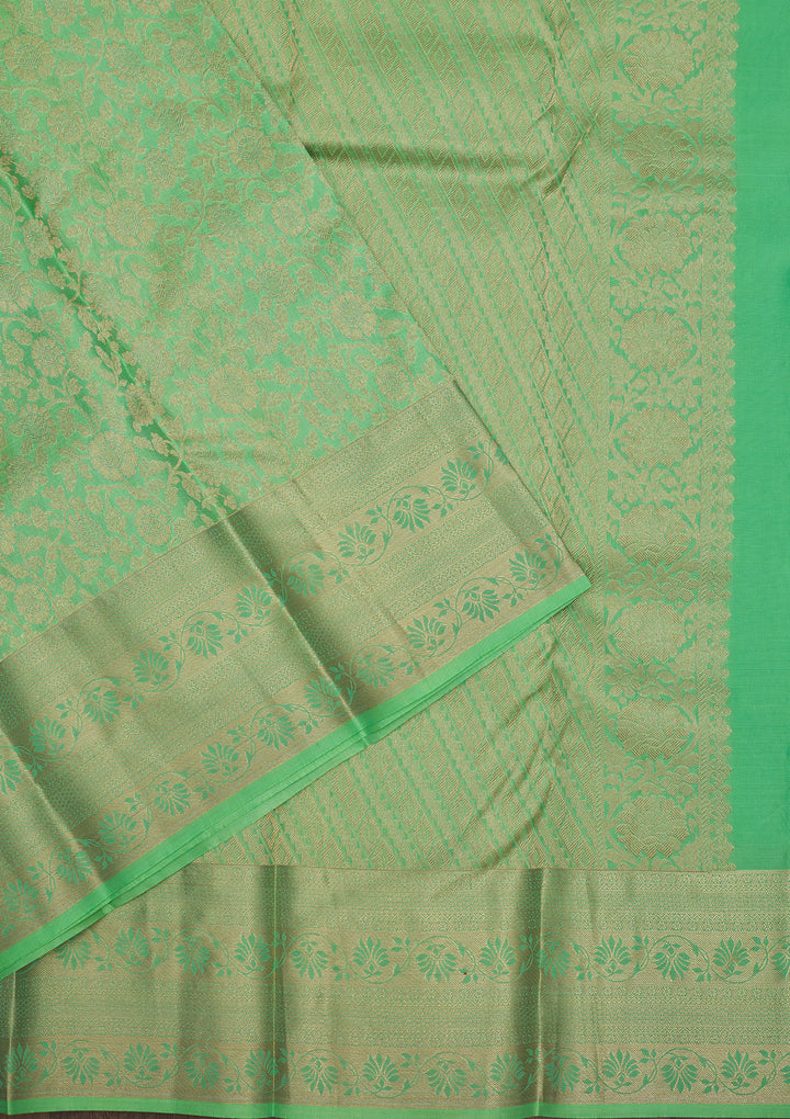 Pista Green Zariwork Pure Silk Saree