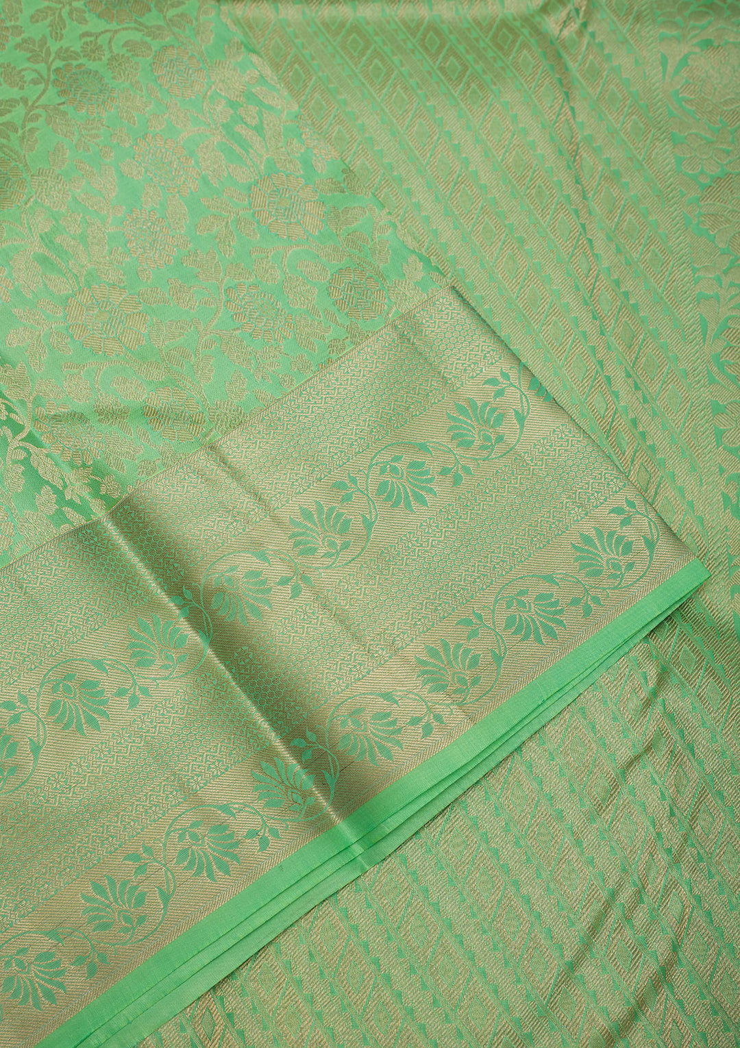 Pista Green Zariwork Pure Silk Saree