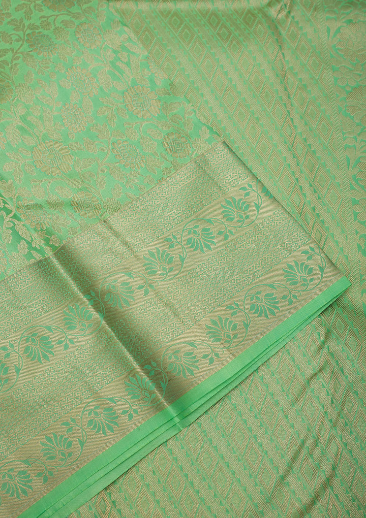 Pista Green Zariwork Pure Silk Saree