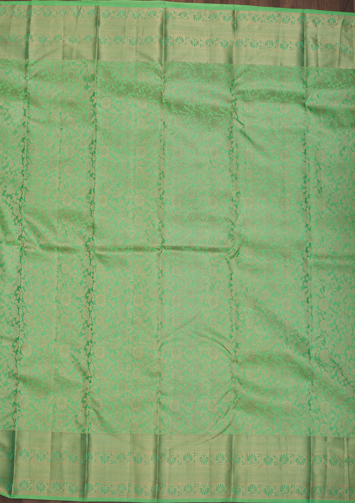 Pista Green Zariwork Pure Silk Saree