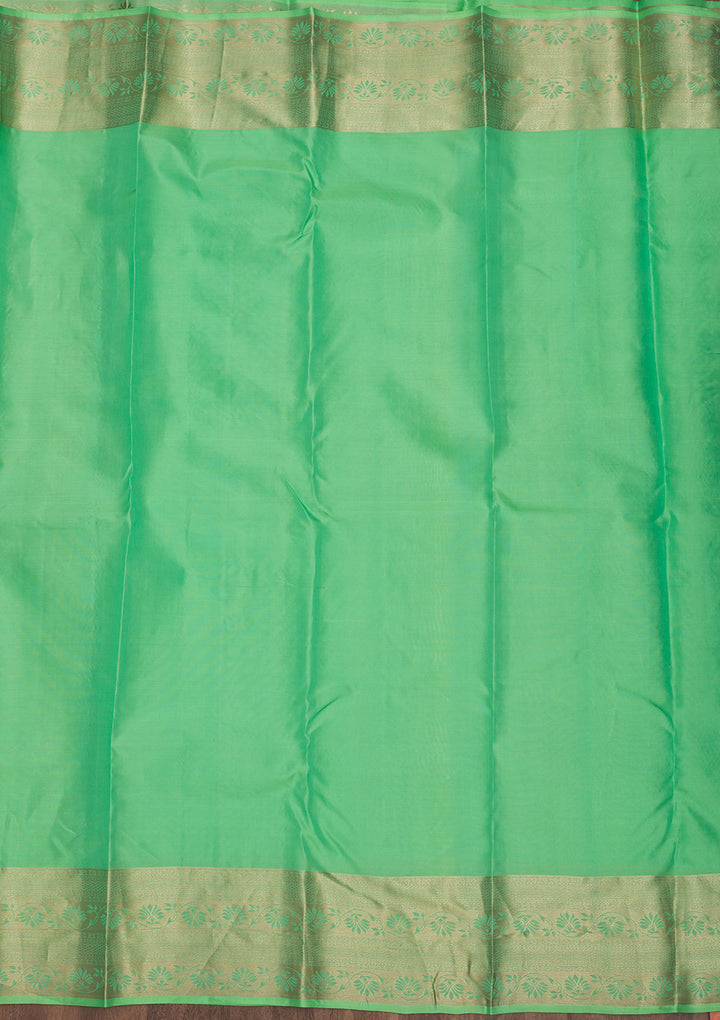 Pista Green Zariwork Pure Silk Saree