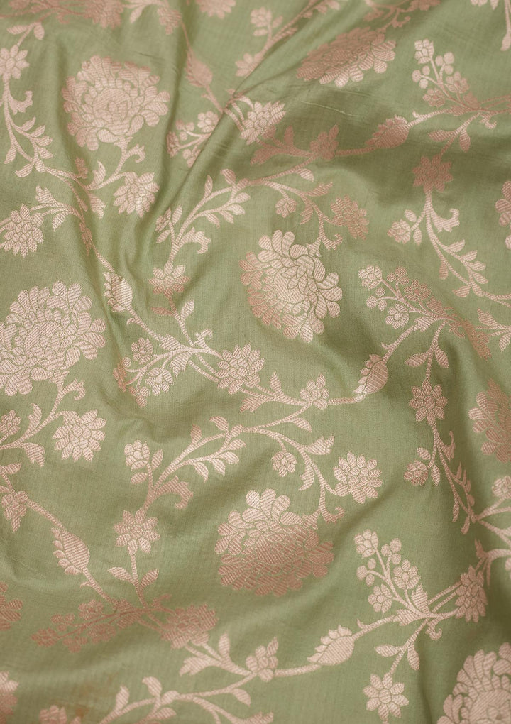Pista Green Zariwork Pure Silk Saree