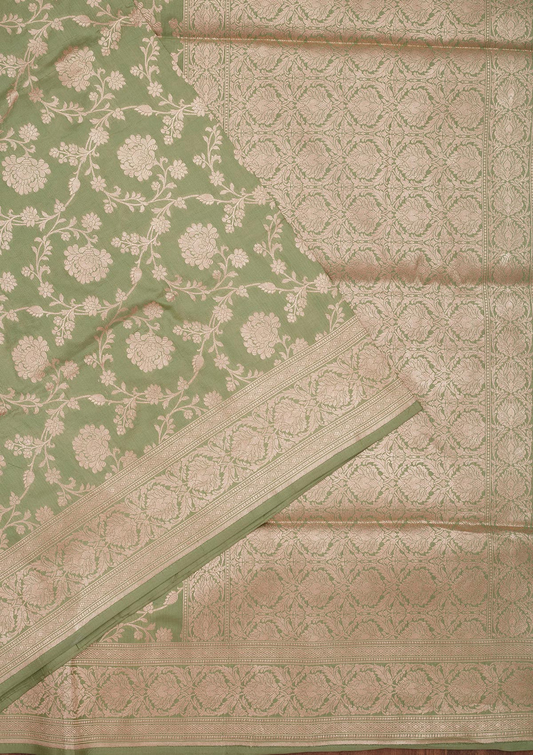 Pista Green Zariwork Pure Silk Saree