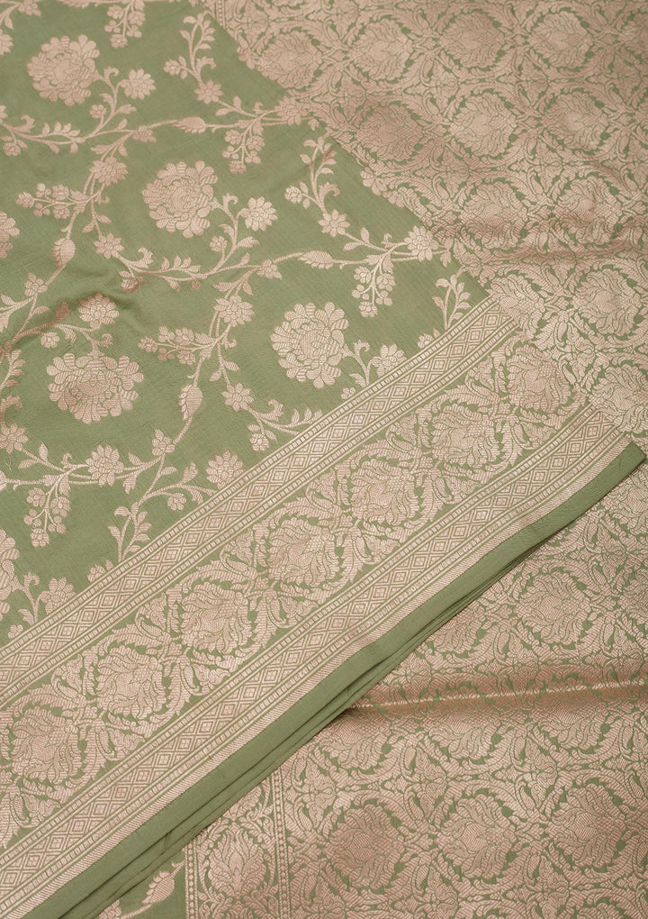 Pista Green Zariwork Pure Silk Saree